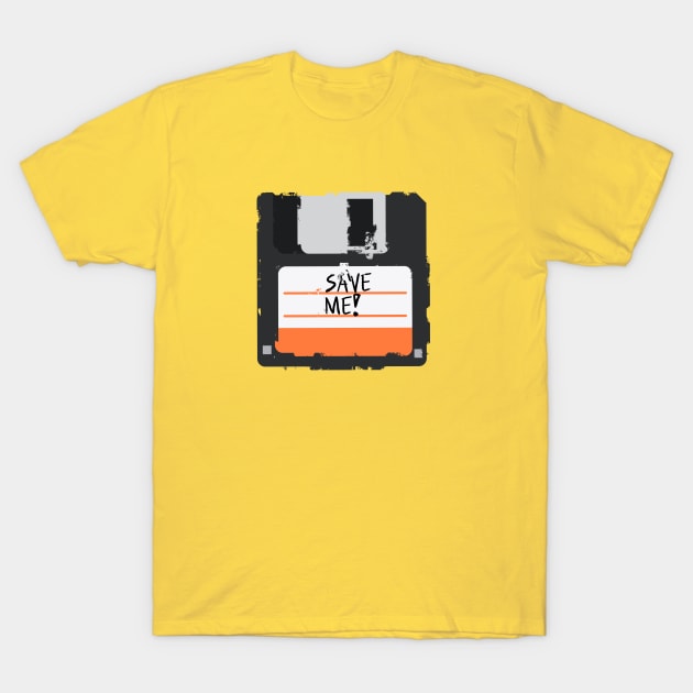 Retro Save me Floppy Disk - Distressed Grunge T-Shirt by romelbarua